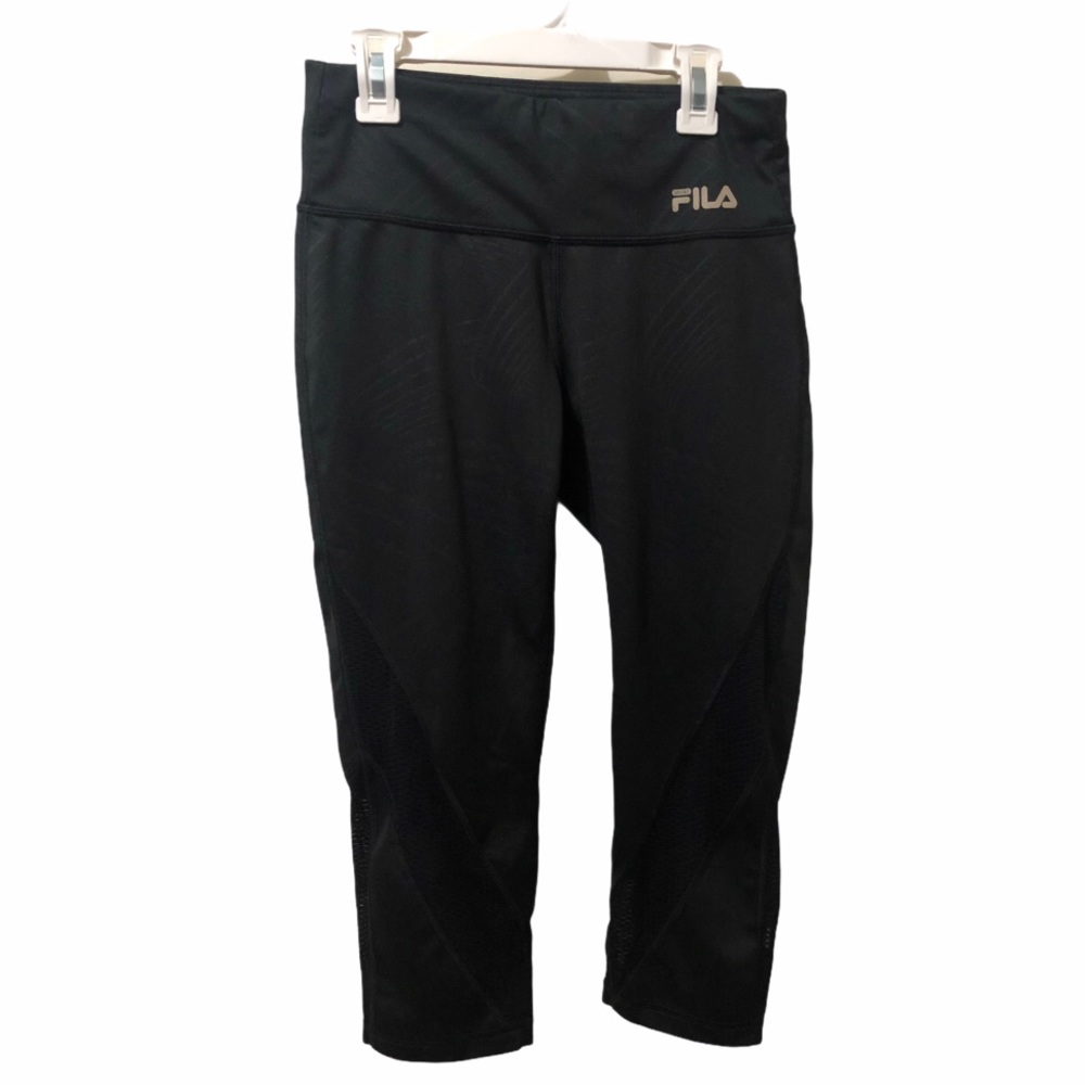 EUC Fila Crop Leggings w/ Mesh Cut Outs/Inserts - Picture 2 of 8